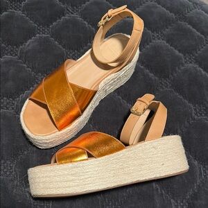 Metallic Orange Platform Espadrilles